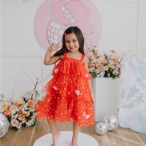 Adorable Valentines Red Starry Dress for Kids